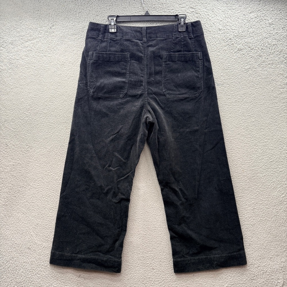 Quince Organic Stretch Corduroy Cropped Wide Leg Pants In Black Size 14 NWT - Picture 7 of 15